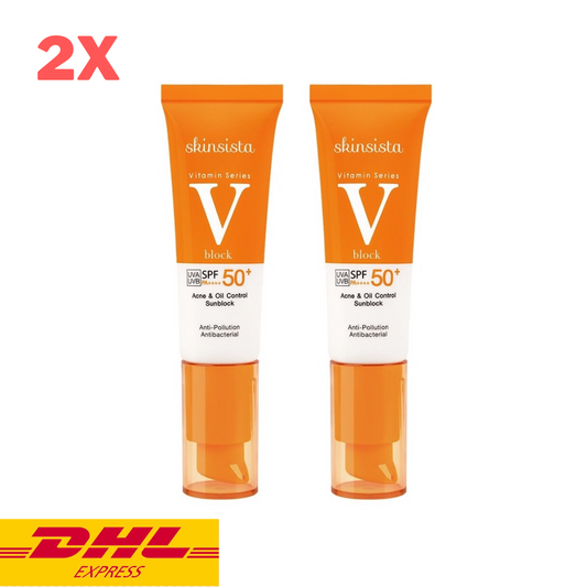2x Skinsista V Block Sun Protect Acne Oil Control SPF50+ PA+++ Sunscreen 30 ml