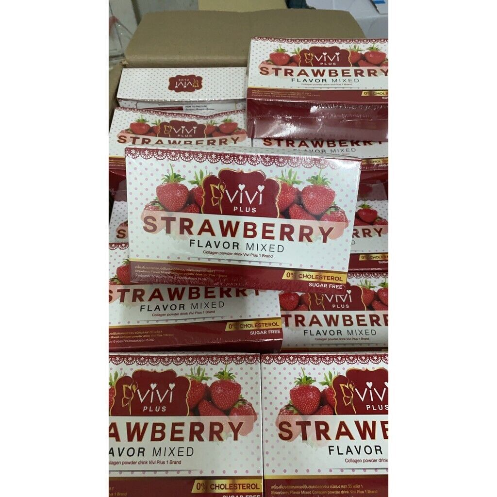 10x Vivi Plus Strawberry Flavor Mix Drink Collagen Weight Control Younger Skin
