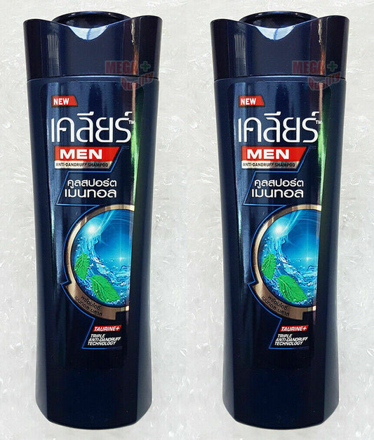 2x65ml Clear Men Anti-Dandruff Nourising Shampoo Cool Sport Menthol COOLING MINT