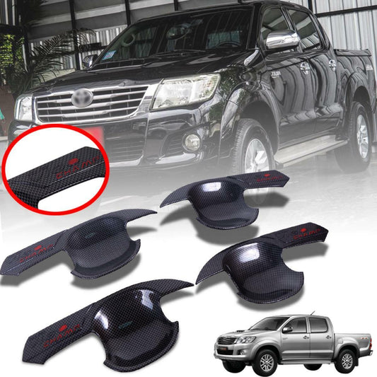4 Doors Handle Bowl Cover Black Carbon For Toyota Hilux pickup MK7 2012-2015