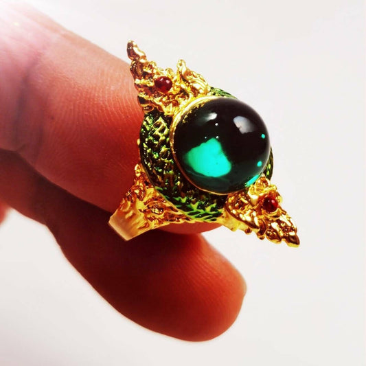 Uroboros Ring Naga Dragon Gems Gold Serpent Thai Amulet Powerful Lucky Charming