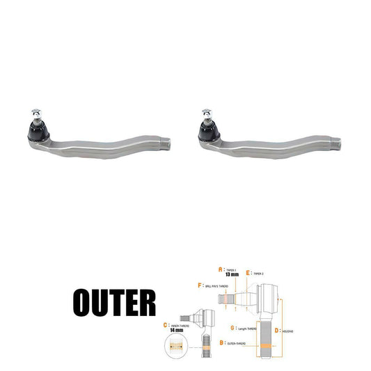 2 PCs Tie Rod End Outer For Honda ACCORD CD5 1994 95 96 1997 Sedan LX