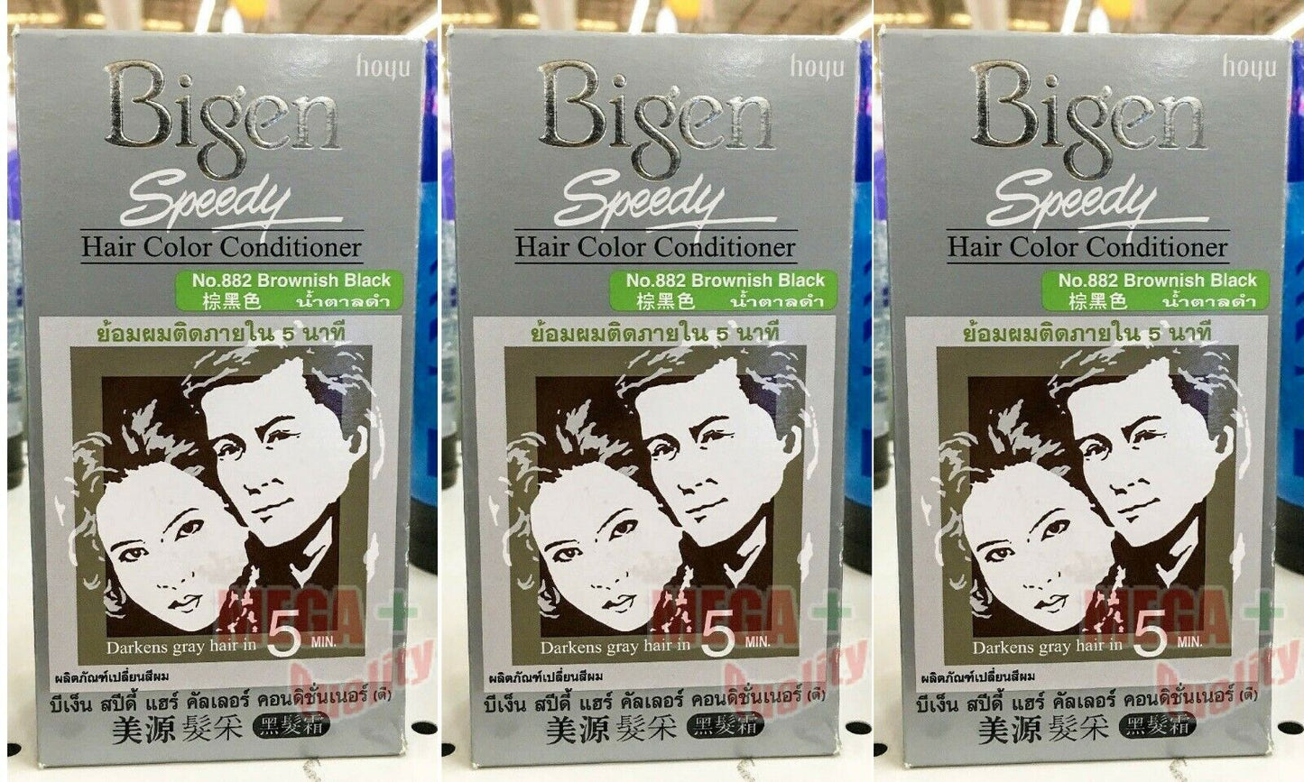 3 x Bigen Speedy Hair Color Conditioner Brownish Black No. 882