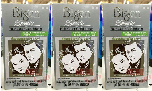 3 x Bigen Speedy Hair Color Conditioner Brownish Black No. 882