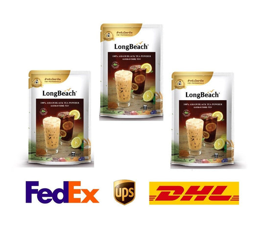 3x LongBeach Assam Milk Tea Black Tea 100% Powder Drink Lemon Tea No Sugar