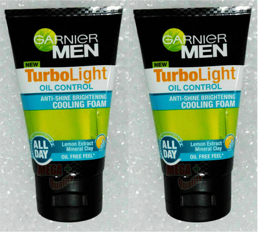 2 x GARNIER Men Turbo Light Oil Control Cooling Mud Foam Oil Trapping 100ml