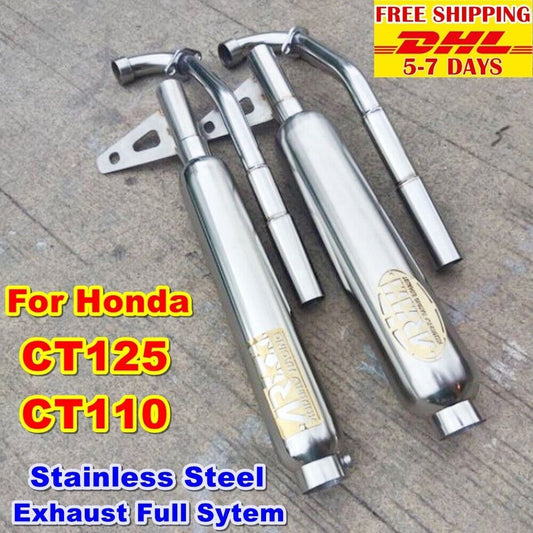 E15 Twin Full Exhaust System For Honda CT125 CT110 Ct 125 Ct 110 Stainless Steel