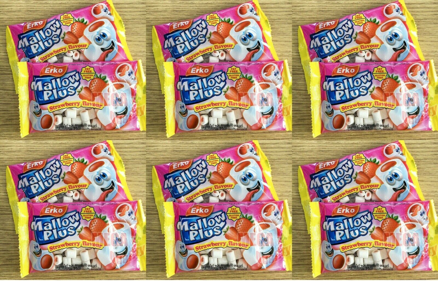 12x18g Erko Mallow Plus Marshmallow Plus Strawberry Fat Free Gluten Free
