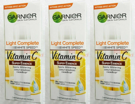 3 x Garnier Light Complete WHITE SPEED SUPER ESSENCE Anti-Spot Whitening 30ml