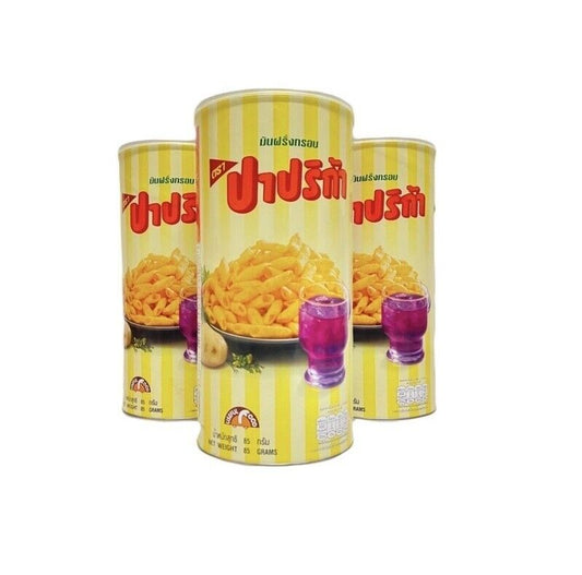 3 Cans Paprika Crispy Potato Chips Paprika Flavor Thai Snack Home Party Camping