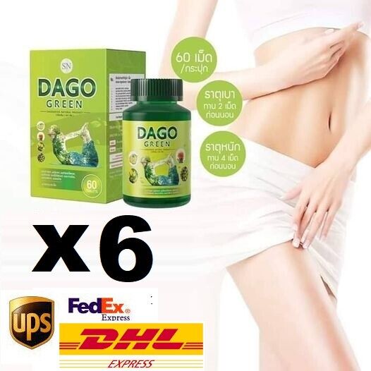 6X Dago Green Herbal Detox Reduce Belly Help absorption & digestion Bright Skin