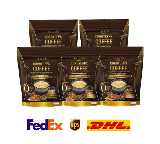 5xJamsai Cordyceps Coffee Healthy Herbs Extract 0% Sugar, cholesterol, Trans fat