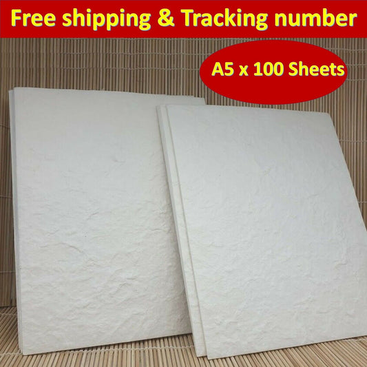 100 x Mulberry Paper Sheet For Craft Cards Handmade Art Natural White Invitation