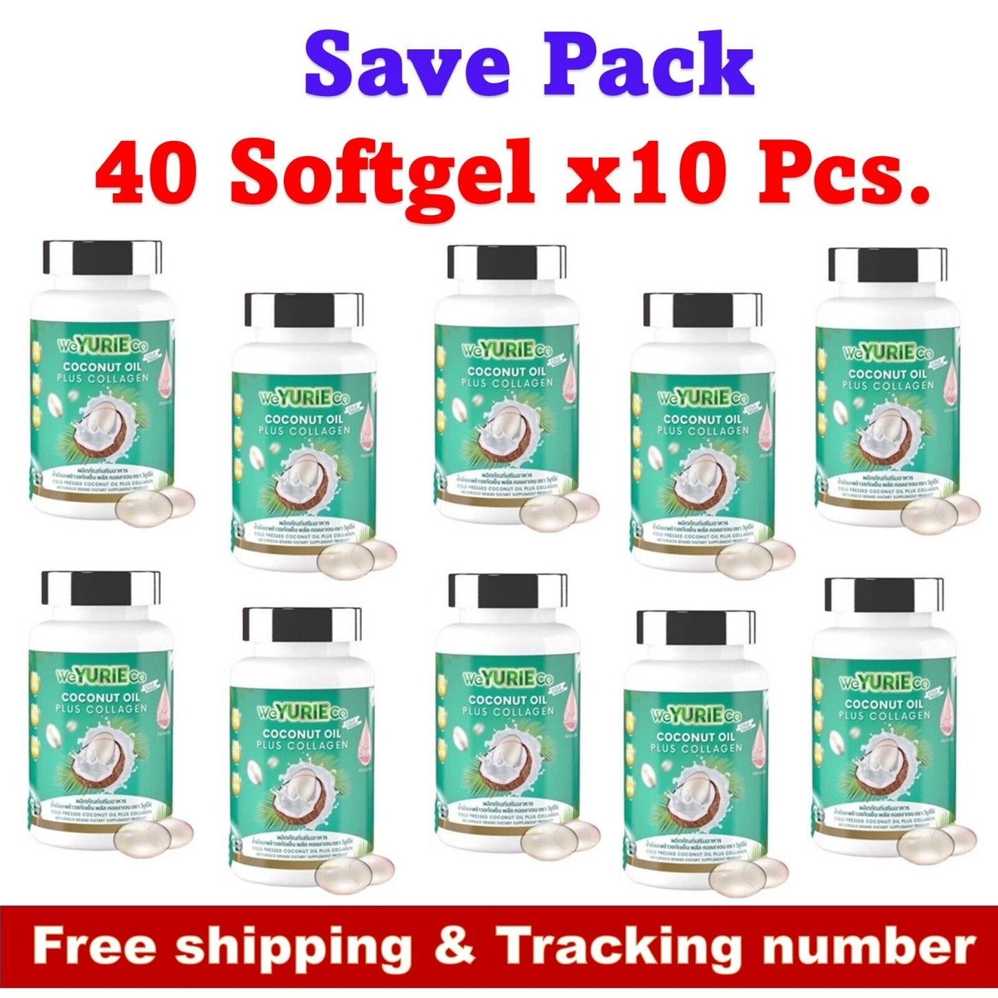 10 x Yuri Coco cold pressed coconut oil collagen vitamins weight loss Control