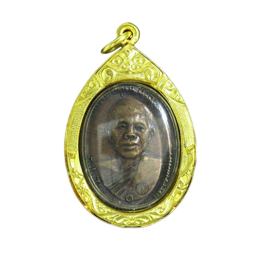LP Koon Thai Amulet Pendant Wat Banrai Gold Micron Case Rare Item