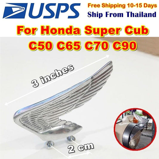 A18 Headlight Chrome Wing For Honda Super Cub C50 C65 C70 C90 Emblem Motorcycle