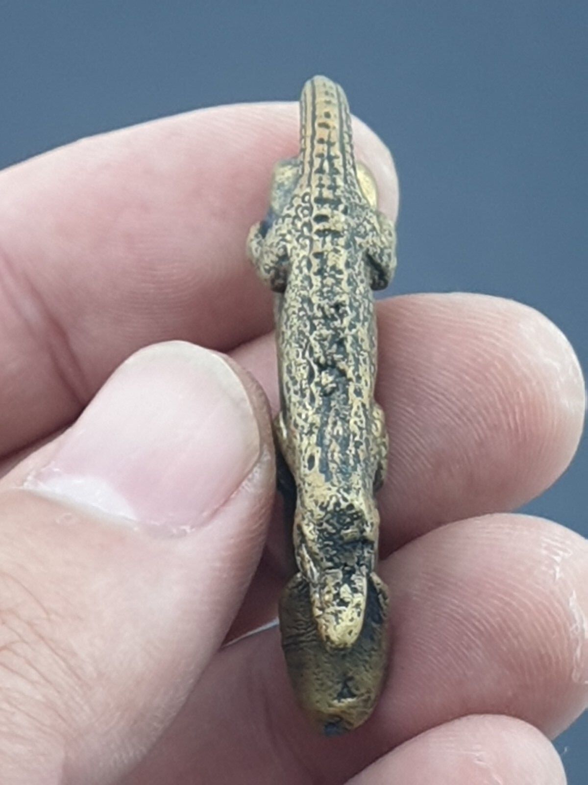 12xCrocodile MAGIC THAI AMULET PALADKIK MINIATURE BRASS Statue LOVE CHARM LUCK