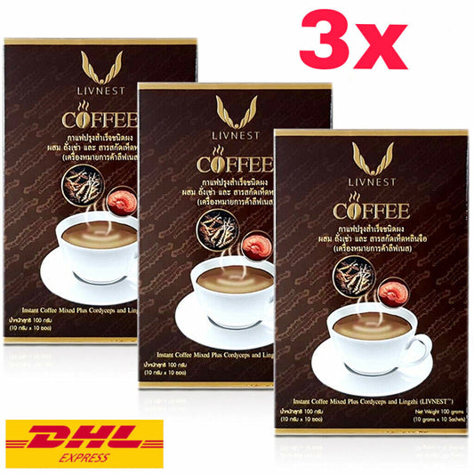 3X Livnest Instant Coffee Mixed Plus Cordyseps and Lingzhi Reishi extract Health