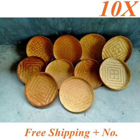 10 Basket Bamboo Handcraft Home D?cor Versatile Threshing Weave Sushi Food Tray