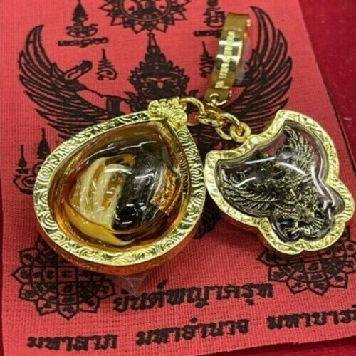 Set Garuda Claw Seed Talisman Gold Micron Pendant Plated Clip Thai Buddha Amulet