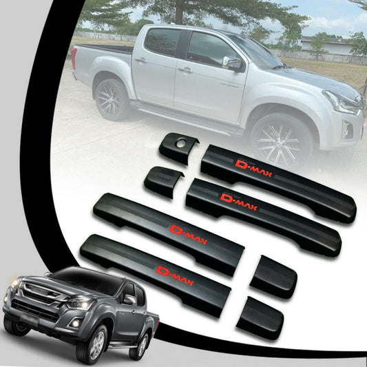 Matte Black Doors Handle Cover Red For Isuzu D-max Dmax Pickup 4DR 2012-2019