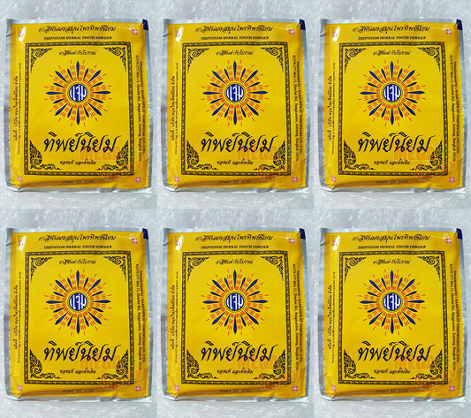 6 x THIPNIYOM NATURE THAI HERBAL TOOTH POWDER TOOTHPASTE