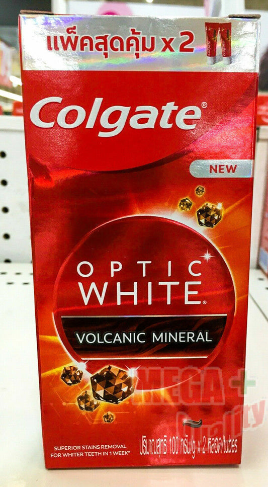 Colgate Optic White VOLCANIC MINERAL Toothpaste gel Fluoride 2 Tube X100g.