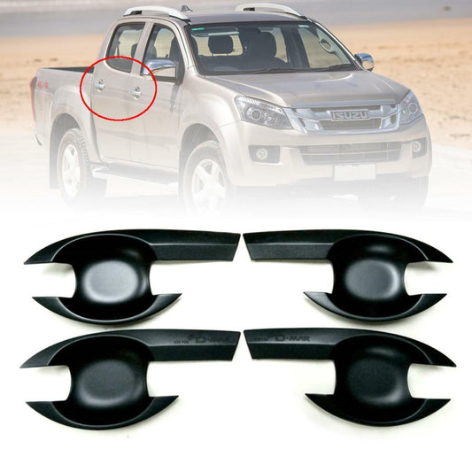 Doors Handle Bowl Cover 4 Doors Matte Black Fit Isuzu Dmax D-max Pickup 12-15