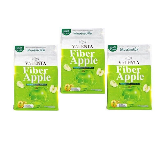 3x Valenta Fiber Dietary Supplement Apple Reduce belly fat firm body Bright skin