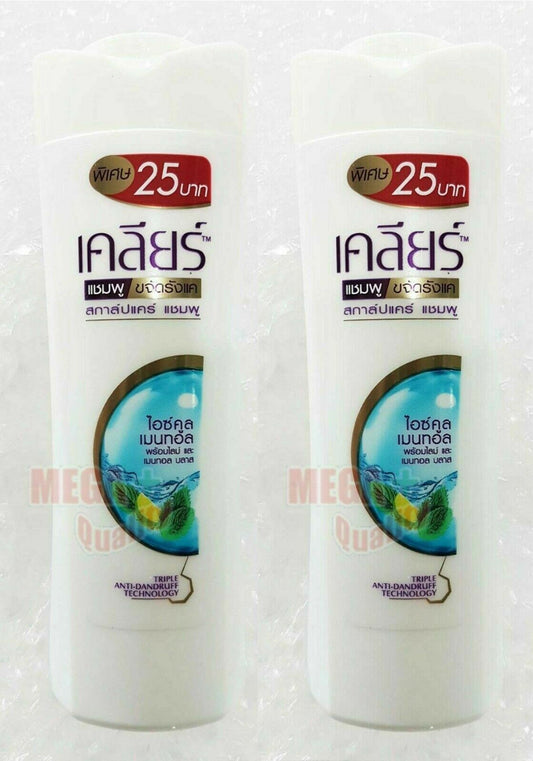 2x65ml Clear ICE COOL MENTHOL Anti-Dandruff Shampoo Nutrium 10 with Cooling Mint