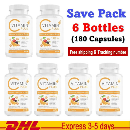 6x Boom Vitamin C 1000 mg Plus Acerola Cherry Citrus Health Immunity Skin Care