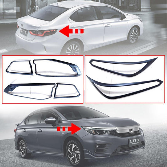 Cover Head Lamp Tail Light Matte Black Set For Honda City 2020-2022 GN Sedan