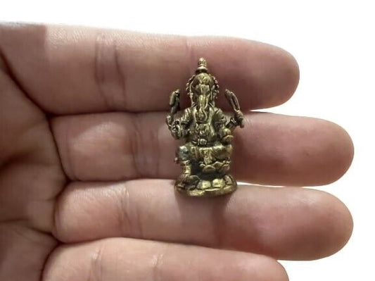 Brass Lord Ganesha Trophies Buddha Elephant Hindu God Figure Statue Relic Amulet