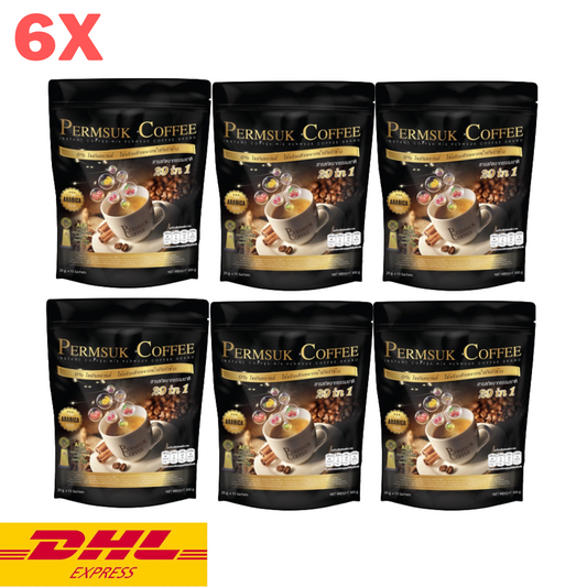 6x Permsuk Coffee Instant Mix Arabica 29 in 1 Healthy Herbal No Trans Fat