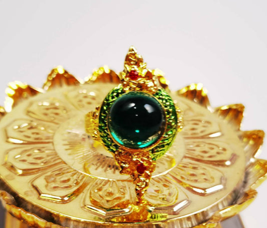 Uroboros Ring Naga Dragon Gems Gold Serpent Thai Amulet Powerful Charming Lucky