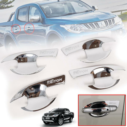 Mitsubishi Pickup L200 Triton 15 16 2017 Door Handle Bowl Cover Chrome 4 Door