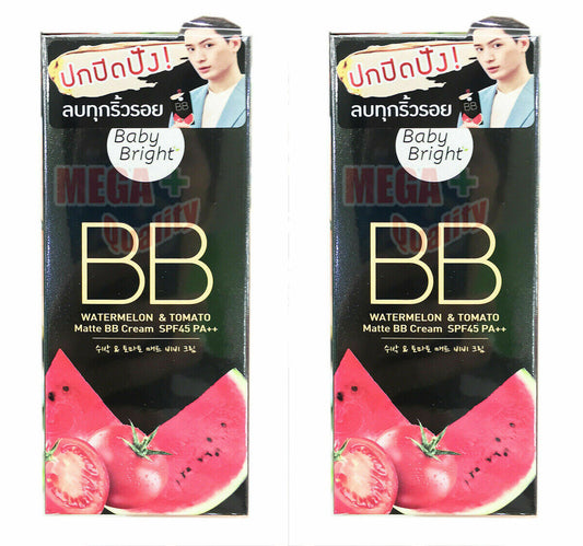 2 x Baby Bright Matte BB Cream Oil Control SPF45 PA++ Watermelon And Tomato 30g