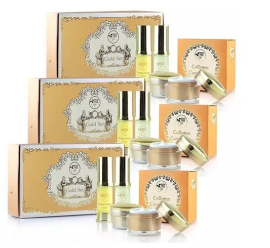 3X Gold Set Freshy Face Cream Serum Soap Day&Night skin care Reduce dark spots