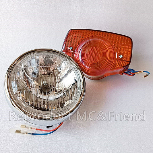 Set 2 pcs. : Head Light & Tail Light 6V. Fits Honda C50 C65 C70 C90