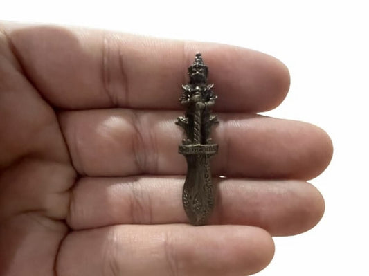 Black Sword Holy Knife Giant Thao Wet Suwan Thai Amulet Statue Talisman Wessuwan