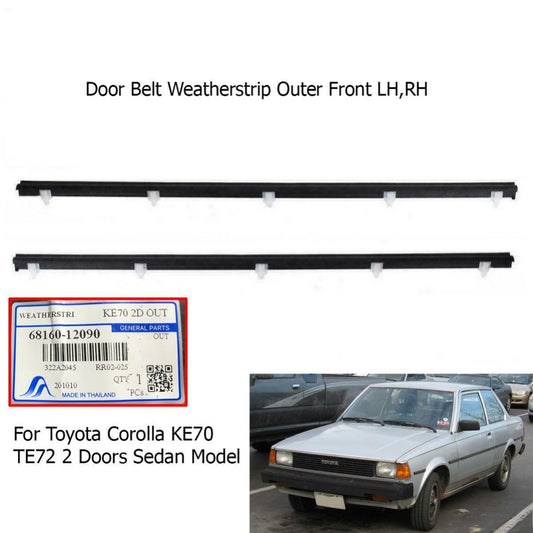 Door Belt Weatherstrip Outer Front For Toyota Corolla KE70 TE72 2 Door Sedan