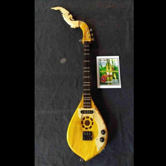 Phin Electric 3 Strings Wood Jackfruit Guitar Traditional Musical Handmade Fret