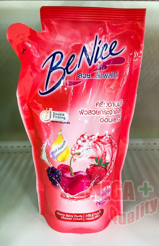 BeNice Shower Cream Body Wash Double Firming Collagen Cherry Berry 400 ml.