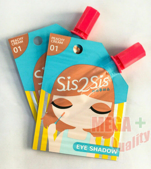 2x Sis2Sis Eye Shadow Cream #01 Peachy Cream Beauty Cosmetic Pack Travel size 2G