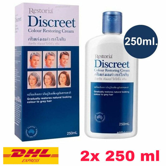 2x Restoria Discreet Hair Colour Restoring Cream Natural Hair Treatment 250 ml