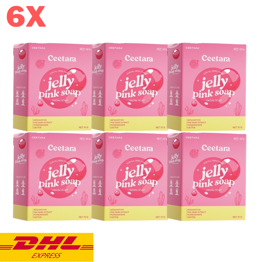 6x Ceetara Jelly Pink Soap Reduce Dark Spots Blemish Acne Skin Brightening 70 g