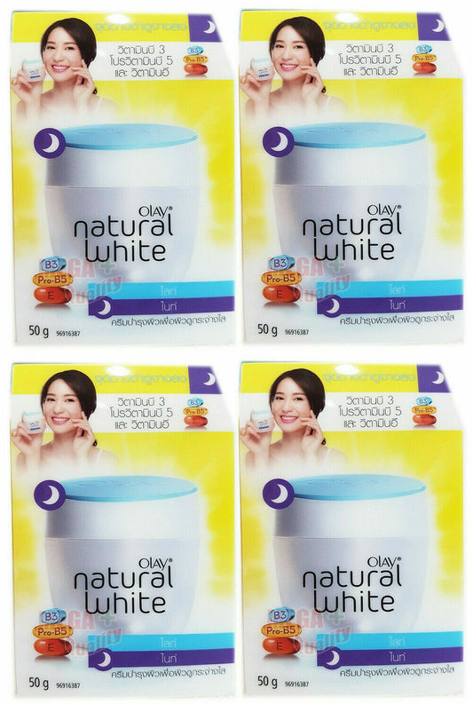 4 x OLAY NATURAL WHITE ALL IN ONE FAIRNESS NIGHT CREAM PLUS SPOT REMOVER 50 ml.