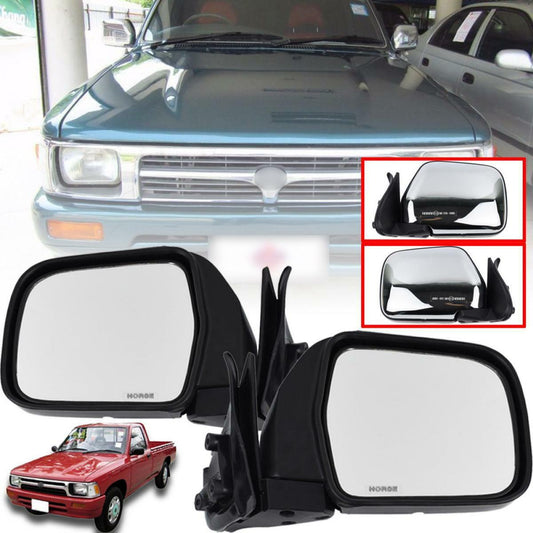 Side Door Mirror Pair Chrome For Toyota Hilux MK3 LN85 RN106 Pickup 1989-1997