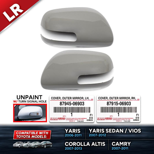 Outer Side Mirror Cover PAIR Genuine FIT Toyota Corolla Vios Yaris Camry 2007-11