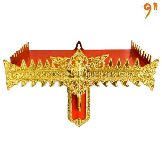 Buddha Shelf Vintage Gold Red Shrine 9 Inch Wood Wall Buddhist Shelving Display